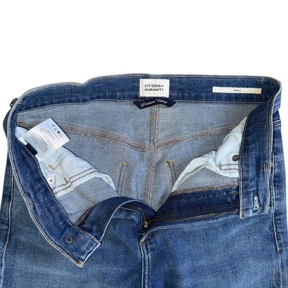 Citizens of Humanity Medium Wash Cropped Flare Jeans Raw Hem Sz 26 - Picture 3 of 8